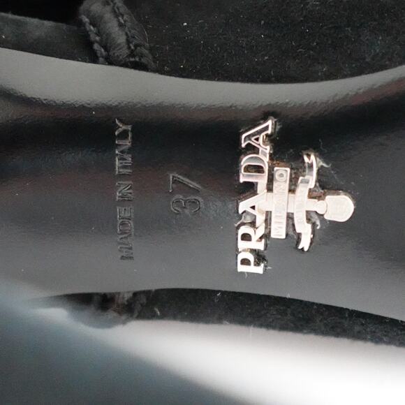 Prada Black Suede Cutout Tie-Back Ankle Peep Toe Stiletto Sandals - Picture 16 of 16